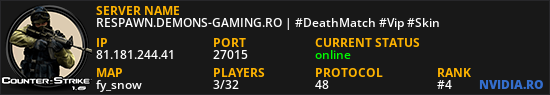 RESPAWN.DEMONS-GAMING.RO | #DeathMatch #Vip #Skin